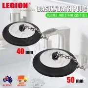 Bath Plug Stainless Steel Basin 40/50mm Sink Rubber Black Insert