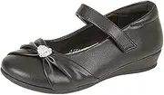 [Boulevard] Girls Kids Childrens Black Patent Velcro School Formal Party Shoes Size 8-2