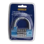 Syneco RESETTABLE COMBINATION PADLOCK Zinc Alloy Body, Steel Shackle, 5-Digit