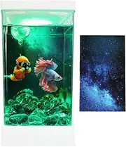 Betta Fish Aquarium - Betta Fish Aquariums with Light and Filter for Desk | Small Tabletop Landscape Decoration for Study Room Workplace Apartment Home