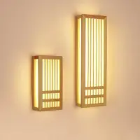 在飛比找Yahoo!奇摩拍賣優惠-日式壁燈實木臥室床頭燈榻榻米酒店壁燈過道長方形簡約燈具
