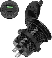 QC3.0 + Type-C PD Fast Charging USB Port – LED Voltmeter & Ammeter for Car, Marine, Boat, Motorcycle