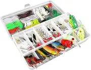234pcs Fishing Tackle Set Fishing Minnow Popper Lures Baits Crankbait Jig Hooks Sinker Weight Barrel Swivels with Tackle Box