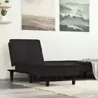 Chaise Longue Black Velvet Accent Lounger Chair Bedroom Single Sofa Couch