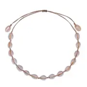 2 Pcs Bohemian Style Natural Shell Hand Knitting Necklace/Bracelet Beige-shell necklace