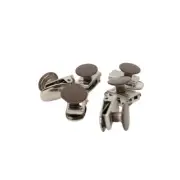 Men's Black Suspenders, Strong Clip On Buttons, Metal No-Sew Buttons, Six Pack