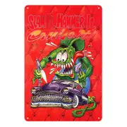 Rat Fink Slam It Hammer It Hot Rods Tin Metal Sign Rustic Look Vintage