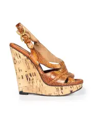 Brown Snakeskin Platform Wedge Sandals
