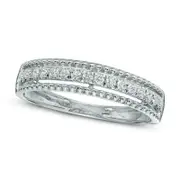 0.20 CT. T.W. Natural Diamond Beaded Edge Band in Sterling Silver