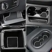 Auovo Anti Dust Mats for Volkswagen VW Tiguan Accessories 2018 2019 2020 2021 2022 2023 Custom Cup Holder Door Center Console Liners Inserts for VW Tiguan (19pcs/Set) (White Trim)