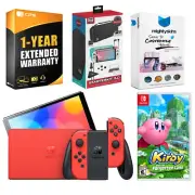 Nintendo Switch OLED Mario RED Edition + Kirby & Forgotten Land + Accessory Kit