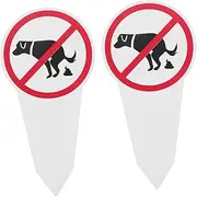 GAROZATION 2pcs Outdoor Dog Waste Cleanup Sign Double Sided Stakes for Lawn Garden Decor Stylish Reminder for Pet Owners Durable Weather Resistant Material Easy Installation