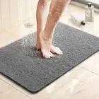 Bathroom Bath Mat Anti Slip Loofah Carpet Shower Rug Water Drains Non Slip Grey