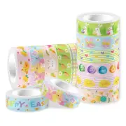 12 Pcs Easter Washi Tapes Set Easter Bunny Rabbit Chick Gnom Pattern Masking Tap