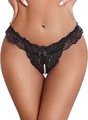 [Avidlove] Sexy Panties for Women Sexy Panties Lace G-String Panty Low Waist Thongs with Pearls Ball