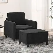 Sofa Chair, Couch with Footstool, 60 cm Velvet, Living Room Couches, Modular Furniture, Black Sofa