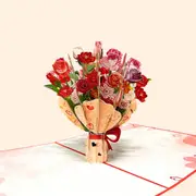 FOR YOU Red Rose Bouquet 3D Floral Pop Card