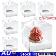 12-36PCS Single Cupcake Boxes Ribbon Clear PVC Case Wedding Party Favor Gift Box