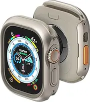 MAGEASY Aircraft-Grade Aluminum Case for 49mm Apple Watch Ultra, Aluminum Shell with Shock-Absorbing Inner Bumper Maxed Protection iWatch Case, Odyssey - Titanium