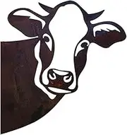 AIMALL 1X Art Hanging Metal Peeping Cow Ornaments Outdoor Garden Adornment Home Decor, 11.42x11.02 Inches Whimsical Design