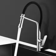 ACA Pull Down Kitchen Tap Sink Faucet Flexible Rubber Swivel Deck Mounted Silver WELS