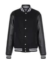 Balmain Logo-Patch Panelled Bomber Jacket FR56 Black