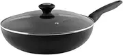 Meyer Cook N Look Non Stick 30cm/4.3L Covered Stir Frying Pan, Pots and Pans, Induction Compatible, Dishwasher Safe, Oven Safe, Black with Lid