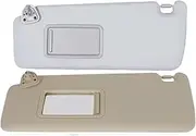 Car Interior Sun Visor with Mirror Grey Beige Sun Shade Compatible for Toyota Highlander 2004 2005 2006 2007(Grey Left)
