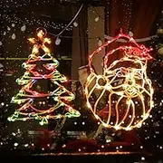 Christmas Window Silhouette Lights 16inch, Pack of 2 Lighted Santa Claus and Xmas Tree with 100 Bulbs for Indoor Window Wall Door Glass Decoration