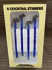 4 Dolphin Shaped Cocktail Stirrers/Swizzle Sticks Sarsaparilla Deco Designs~NIP