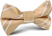 [OTAA] Champagne Gold Double Stripe Kids Bow Tie Gold Champagne Gold Double Stripe Kids Bow Tie