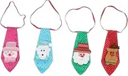 Gadpiparty 4 Pack Christmas Ornaments Sequin Neckties Decorative Tree Ornaments Handmade 4 Unique Patterns