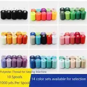 Polyester Sewing Thread Set - 10 Spools, 1000 Yards Each for Hand & Machine Use