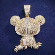 3.50Ct Round Lab Created Diamond Adorable Panda Pendant 14K Yellow Gold Plated