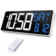 13 Inch Large Digital Wall Clock with Remote Control, 9 Color Night Light LED...