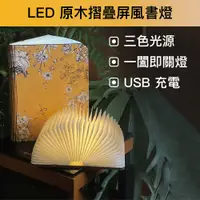 在飛比找PChome24h購物優惠-【SunZa 】LED原木摺疊屏風書燈-宮廷花卉款-大本