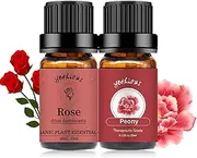 yethious Rose Essential Oil Organic Flower Natrual Peony Essential Oil for Diffuser, Skin Care, Soap/Candles Making - 2 X 10ML Essential Oil Set Gift