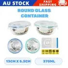 370ML Round Glass Food Storage Containers Clip Lock Lids Meal Lunch Transparent