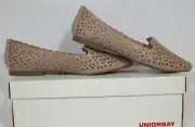 Unionbay Women's Comfort Wallace Pointy Cut Out Flat Shoe Beige Size 7.5 M