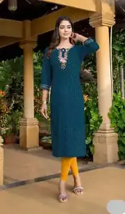 Rayon Printed Designer Kurti – Soft Fabric Ethnic Wear for Women -04