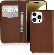 Coach Signature Leather Two Piece Detachable Wallet Folio iPhone 16 Pro Case, Compatible with Wireless Charging - Hazelnut