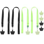 4Pcs Smart Phone Lanyard with 8 Patches, Black/Light Green (55-30cm)