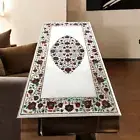 White Exclusive Marble Dining & Hallway Table Top Carnelian Inlay Stone Decor