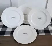 NEW! MIKASA TRELLIS 8.75 Inch 22.2 cm Salad Plates White Set of 4 Bone China