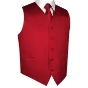 Men's Scarlet Formal Tuxedo Vest, Tie & Hankie Set Wedding, Prom, Homecoming