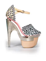 Woven Leather Triple Platform Heels