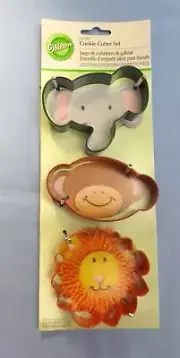Wilton 3 Piece Jungle Animal Cookie Cutter Set - elephant lion monkey