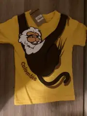 Colombia Souvenir T Shirt Kids 2 Morpho Yellow Monkey Graphic NEW Short Sleeve