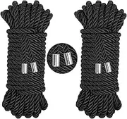 Coldairsoap 2-Pack Soft Silk Rope, Skin Friendly Twisted Trim Cord Rope Nylon Twisted Cord Trim Thread String Skin Friendly Rope Satin Shiny Cord Black 2p