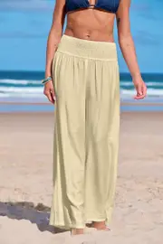 Cupshe Breezy Daze Beige Cover-Up Pants - Beige,L